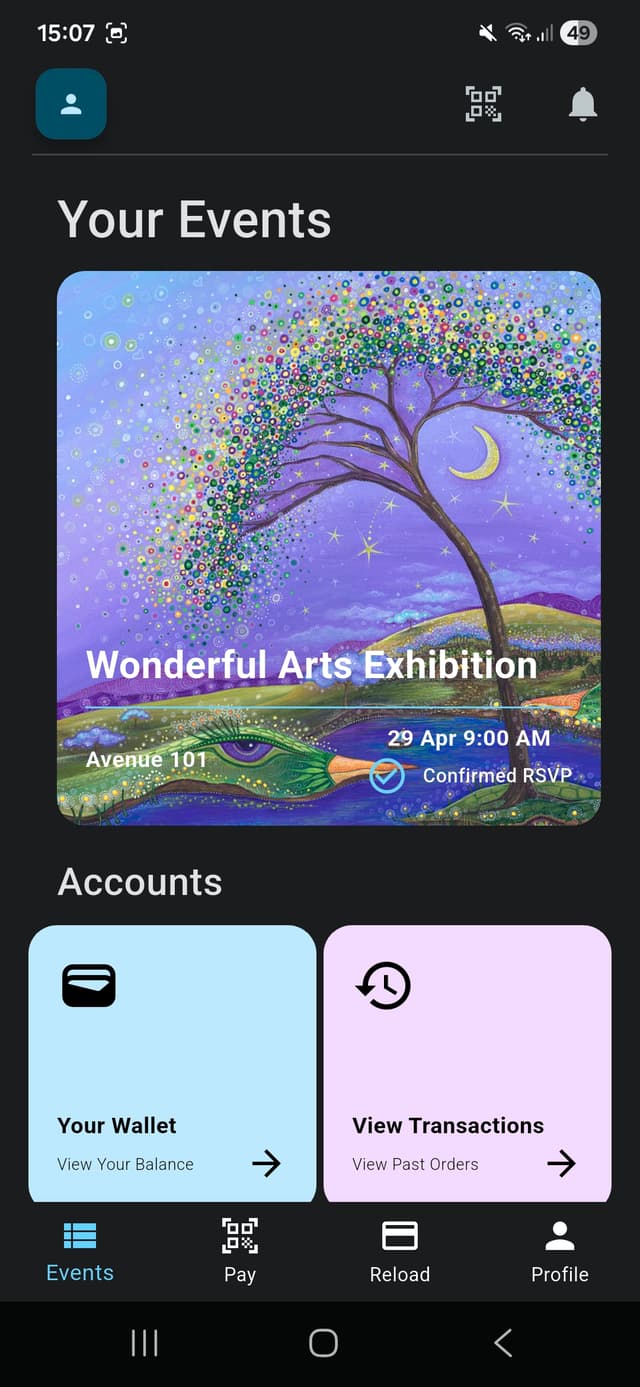 Guest app showing RSVP confirmed for an event
